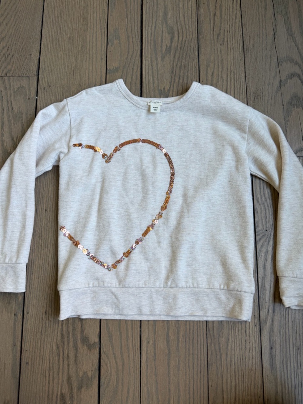 Crewcuts Cream Sweatshirt with Rose-Gold Sequin Heart